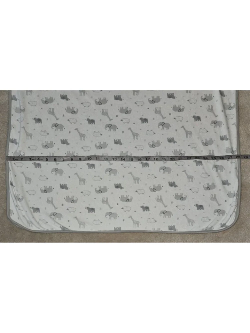Carter's Just One You Gray White Receiving Blanket Elephant Sheep Giraffe Bear
